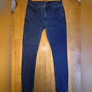 Express Women's Skinny Jeans - Dark Blue